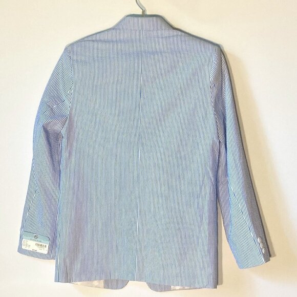 Class Club NWT SZ 14/16 Blue & White Tailored Classic seersucker blazer - Picture 4 of 10